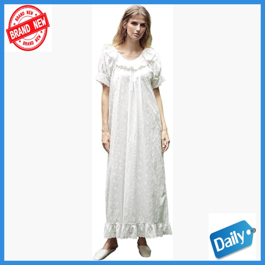 Small 100% Cotton Embroidered Victorian Nightgown Vintage Sleepwear Loungewear